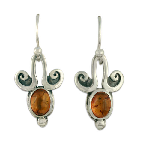 Angelica Oval Earrings in Amber