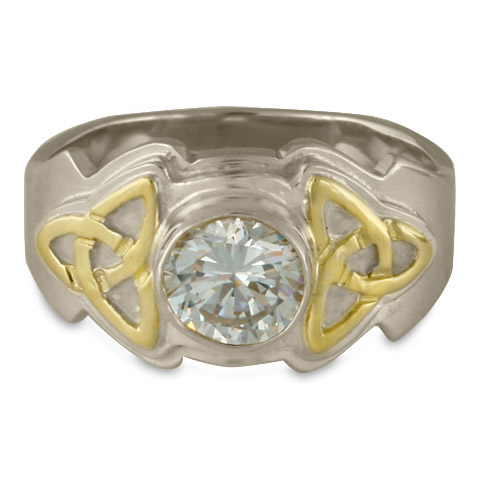 Aria Round Engagement Ring in 14K White Gold & 18K Yellow Gold