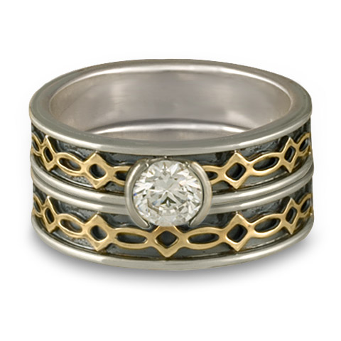 Bordered Felicity Bridal Ring Set in Sterling Borders/18K Yellow Gold/Sterling Base