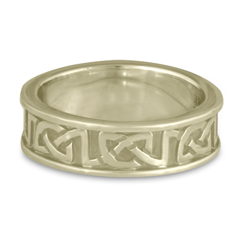 Bordered Heart Wedding Ring in 18K White Gold
