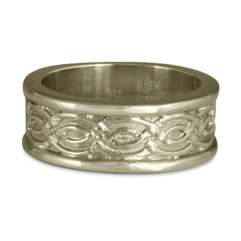 Bordered Laura Wedding Ring in 18K White Gold