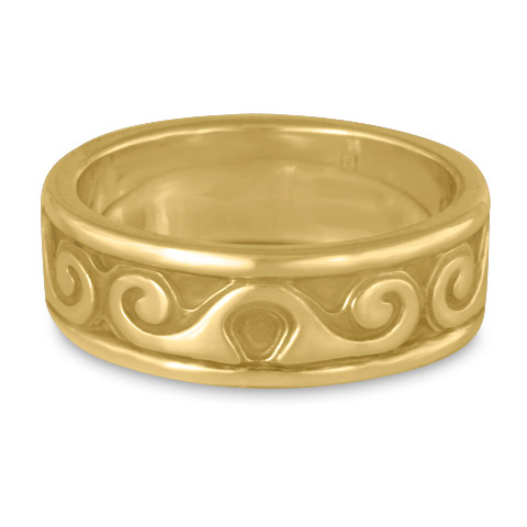 Bordered Ravena Wedding Ring in 14K Yellow Gold