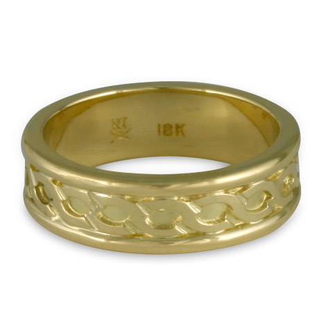 Bordered Rope Wedding Ring in 18K Yellow Gold