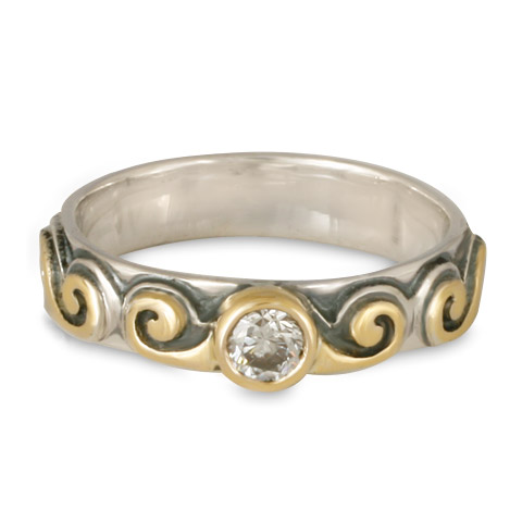 Borderless Ravena Engagement Ring in 14K Yellow Gold, Sterling Silver & Diamond