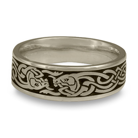 Celtic Hunt Wedding Ring in 14K White Gold