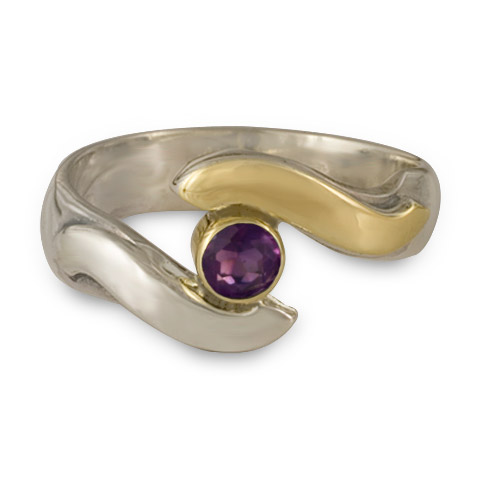 Donegal Eye Engagement Ring in 14K Yellow Design/Sterling Base With Amethyst