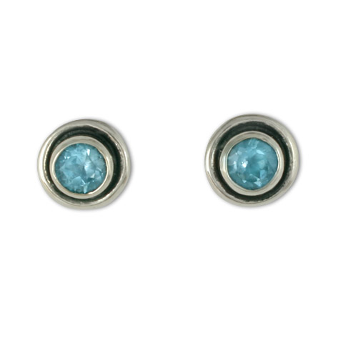 Eclipse Stone Earrings in Swiss Blue Topaz