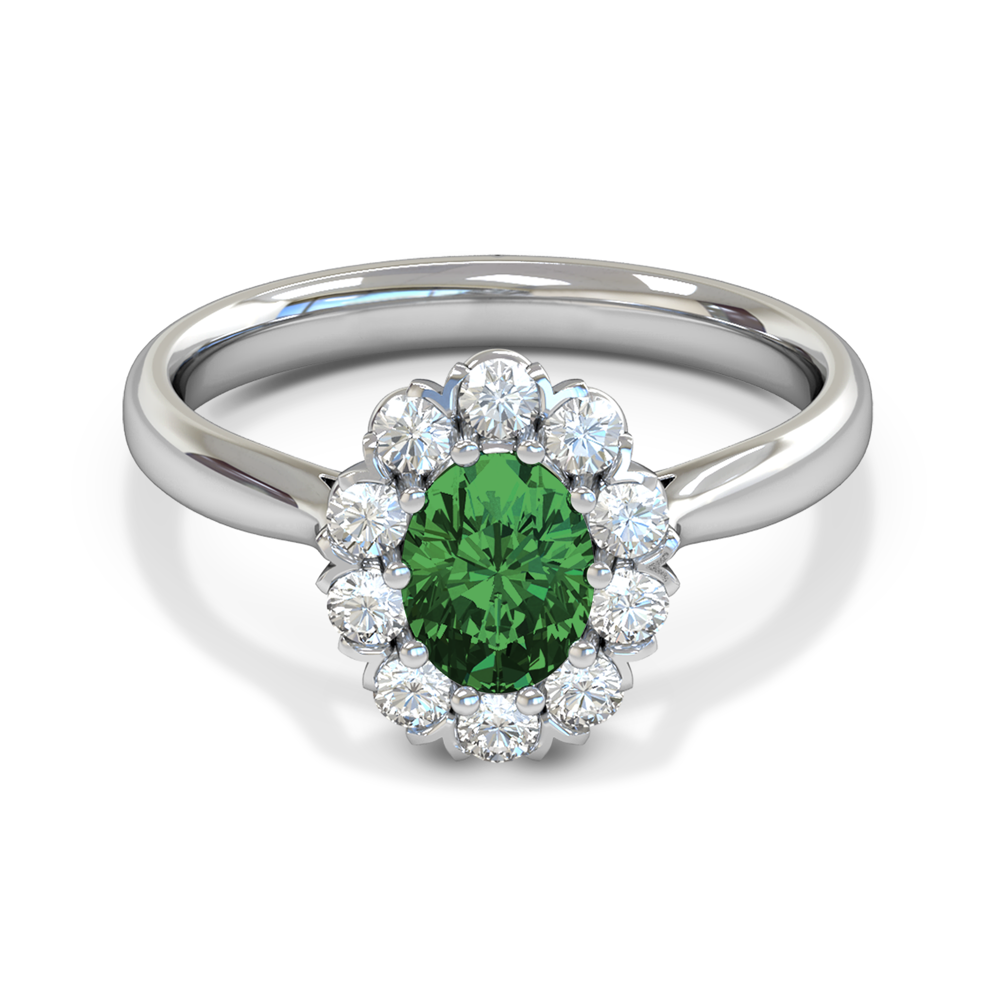 Emerald and Diamond Fairtrade Gold Engagement Ring in