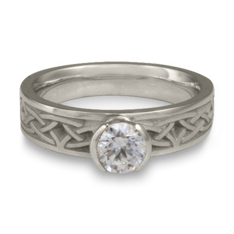 Extra Narrow Celtic Bordered Arches Engagement Ring in Platinum