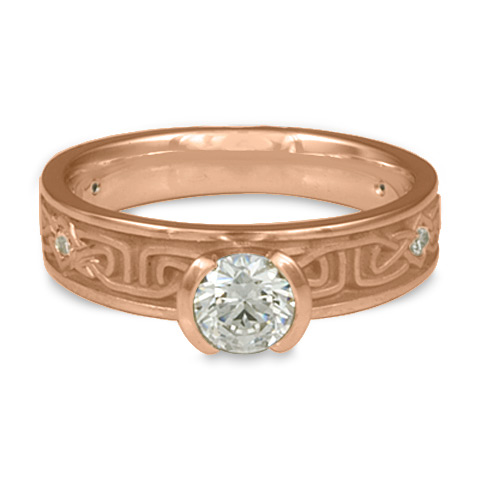 Extra Narrow Labyrinth Engagement Ring with Gems in 18K Rose Gold