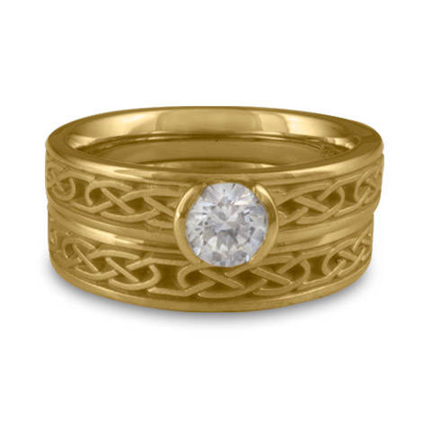 Extra Narrow Love Knot Bridal Ring Set in 14K Yellow Gold