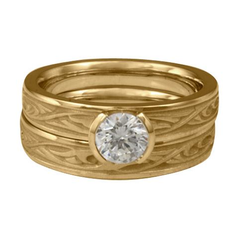 Extra Narrow Papyrus Bridal Ring Set in 14K Yellow Gold
