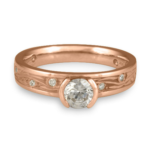Extra Narrow Starry Night Engagement Ring with Gems in 18K Rose Gold