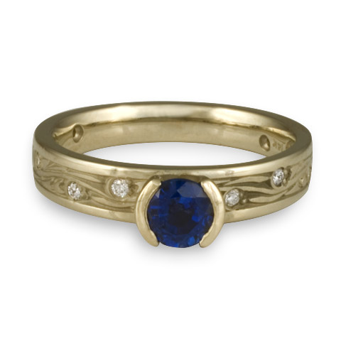 Extra Narrow Starry Night Engagement Ring with Gems in 18K White Gold with Sapphire