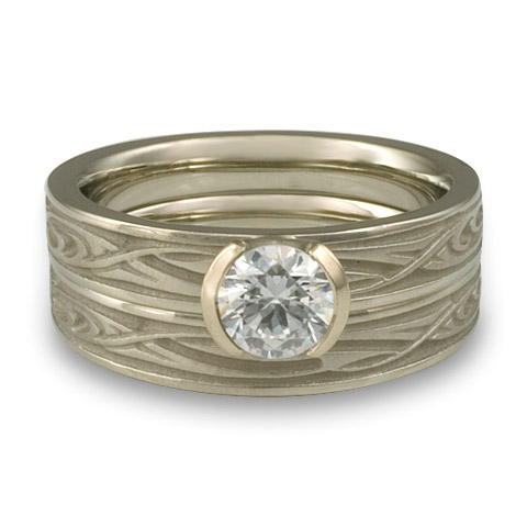 Extra Narrow Yin Yang Bridal Ring Set in 14K White Gold