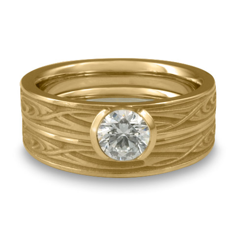 Extra Narrow Yin Yang Bridal Ring Set in 14K Yellow Gold