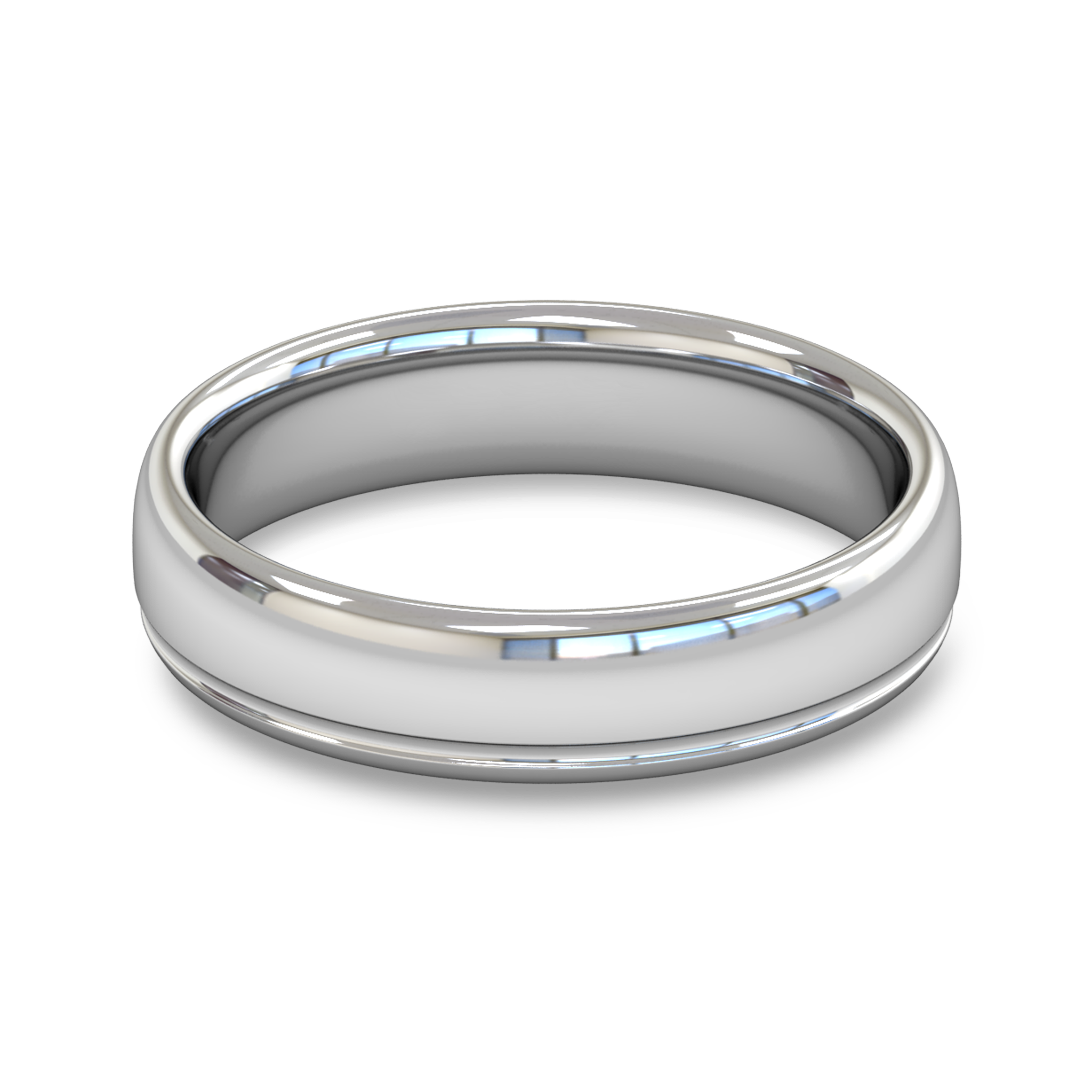 Fairtrade Gold Grooved Court Men's Wedding Ring in 18K White Fairtrade Gold