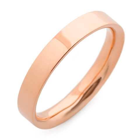 Flat Topped Comfort Fit Wedding Ring 4mm in 14K Rose Gold