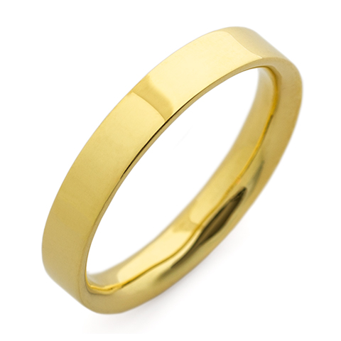 Flat Topped Comfort Fit Wedding Ring 4mm in 18K Yellow Gold