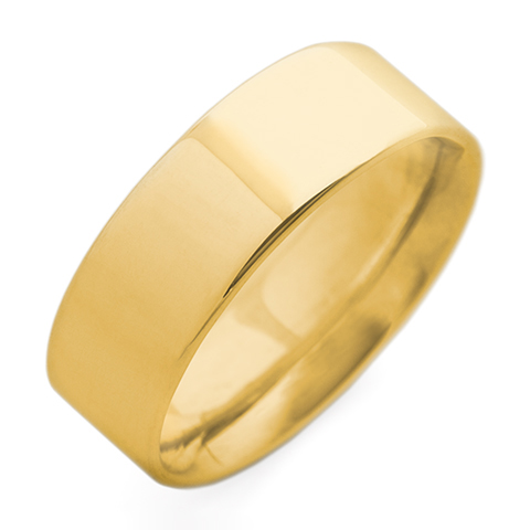 Flat Topped Comfort Fit Wedding Ring 7mm in 14K Yellow Gold