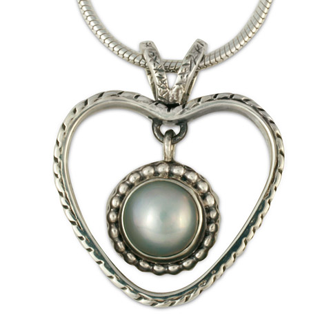 Mabe Heart Pendant in Pearl