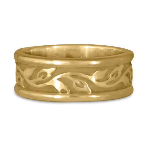 Medium Bordered Flores Wedding Ring in 14K Yellow Gold