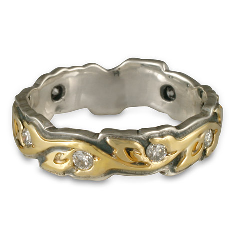 Medium Borderless Flores Wedding Ring with Gems in Diamonds