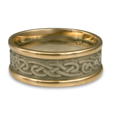 Medium Two Tone Infinity Wedding Ring in 14K Gold Yellow Borders/White Center Design