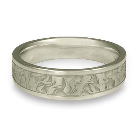 Narrow Bamboo Wedding Ring in Platinum