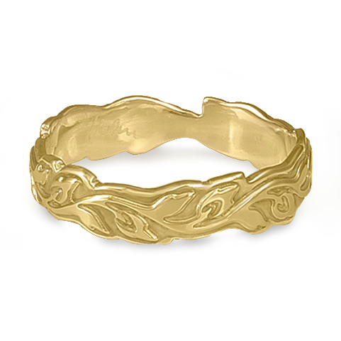 Narrow Borderless Flores Wedding Ring in 14K Yellow Gold