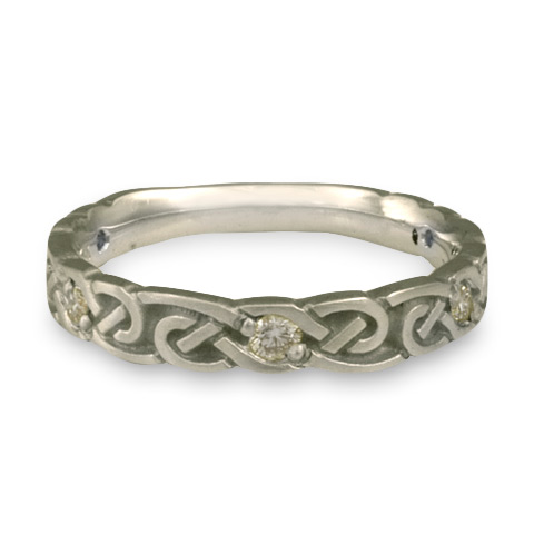 Narrow Borderless Infinity Wedding Ring with Gems in Platinum