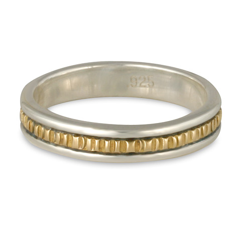Narrow Bridges Wedding Ring in 18K Yellow Gold Center & Sterling Silver Base