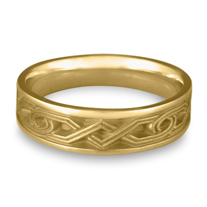 Narrow Hugs and Kisses Wedding Ring in 14K Yellow Gold