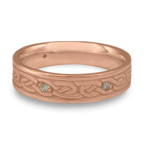 Narrow Infinity Wedding Ring with Gems in 14K Rose Gold