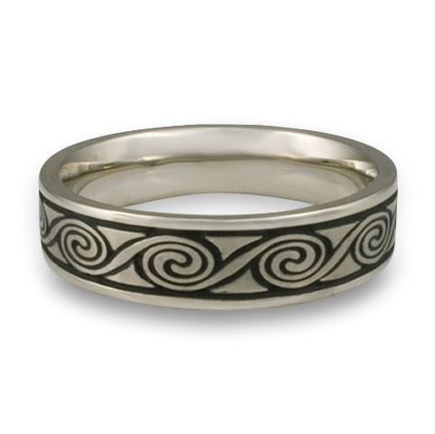 Narrow Rolling Moon Wedding Ring in Stainless Steel With Antique