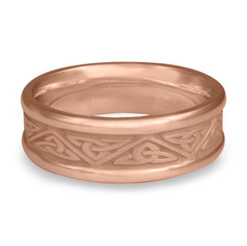 Narrow Self Bordered Trinity Knot Wedding Ring in 14K Rose Gold