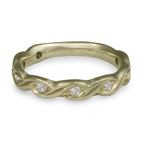 Narrow Tides Wedding Ring with Gems in 18K White Gold