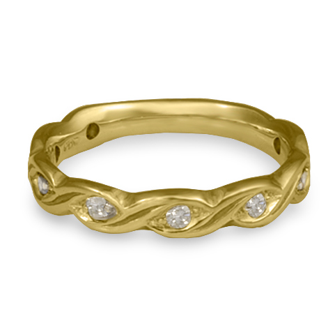 Narrow Tides Wedding Ring with Gems in 18K Yellow Gold