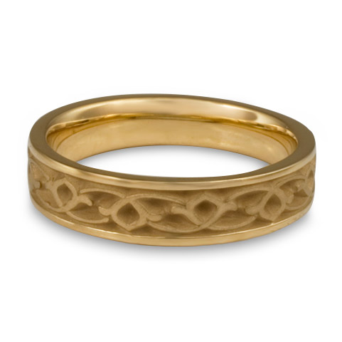 Narrow Water Lilies Wedding Ring in 14K Yellow Gold