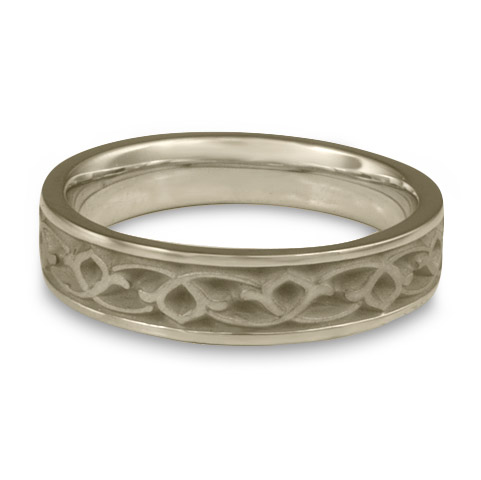 Narrow Water Lilies Wedding Ring in Stainless Steel