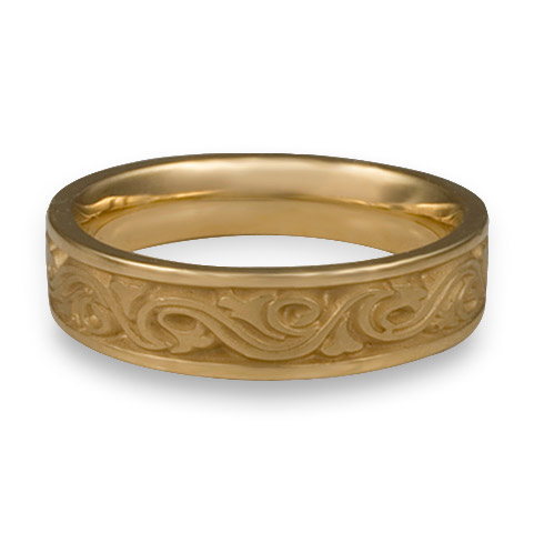 Narrow Wind and Waves Wedding Ring in 14K Yellow Gold