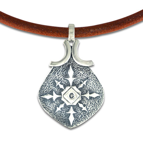 North Star Leather Pendant in Sterling Silver