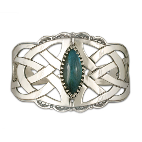 One-of-a-Kind Celtic Cuff Bracelet with Labradorite in