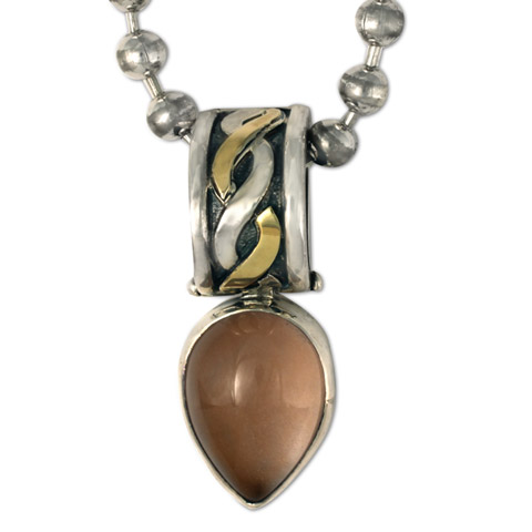 One-of-a-Kind Donegal Sunstone Pendant in Sunstone Droplet, Silver & 14K Royal Gold