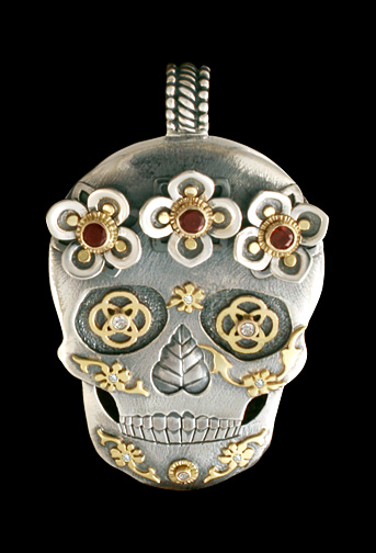 One-of-a-Kind Rosa Skull Pendant in