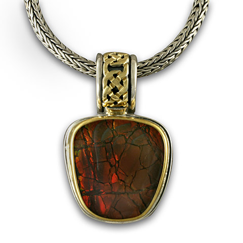 One-of-a-Kind Shannon Red Ammolite Pendant in