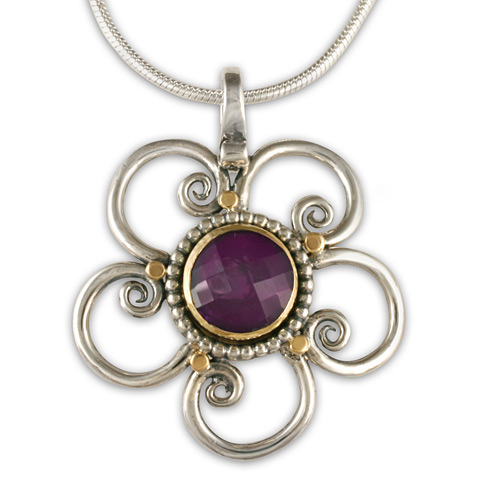 Passion Flower Pendant in Amethyst