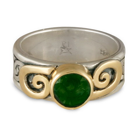 Petra Swirl Ring in 14K Gold & Silver, Green Tourmaline