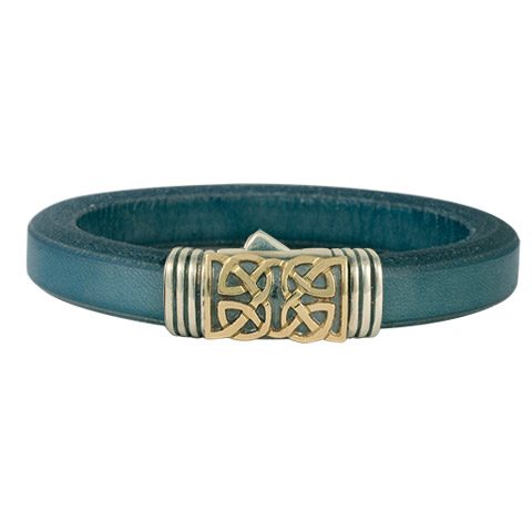 Scroll Leather Bracelet in Slate Blue