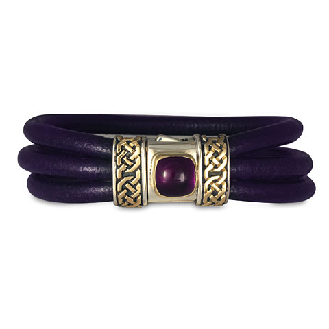 Shannon Leather Bracelet with Amethyst in